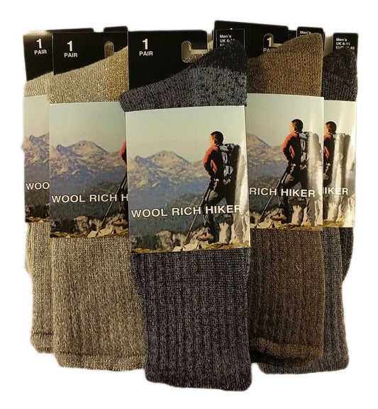 3 Pairs Mens Durable Wool Hiking Socks Thick Cushioned Boot Socks for Trekking Camping Outdoor Activities Sizes 6-11 by Sock Stack