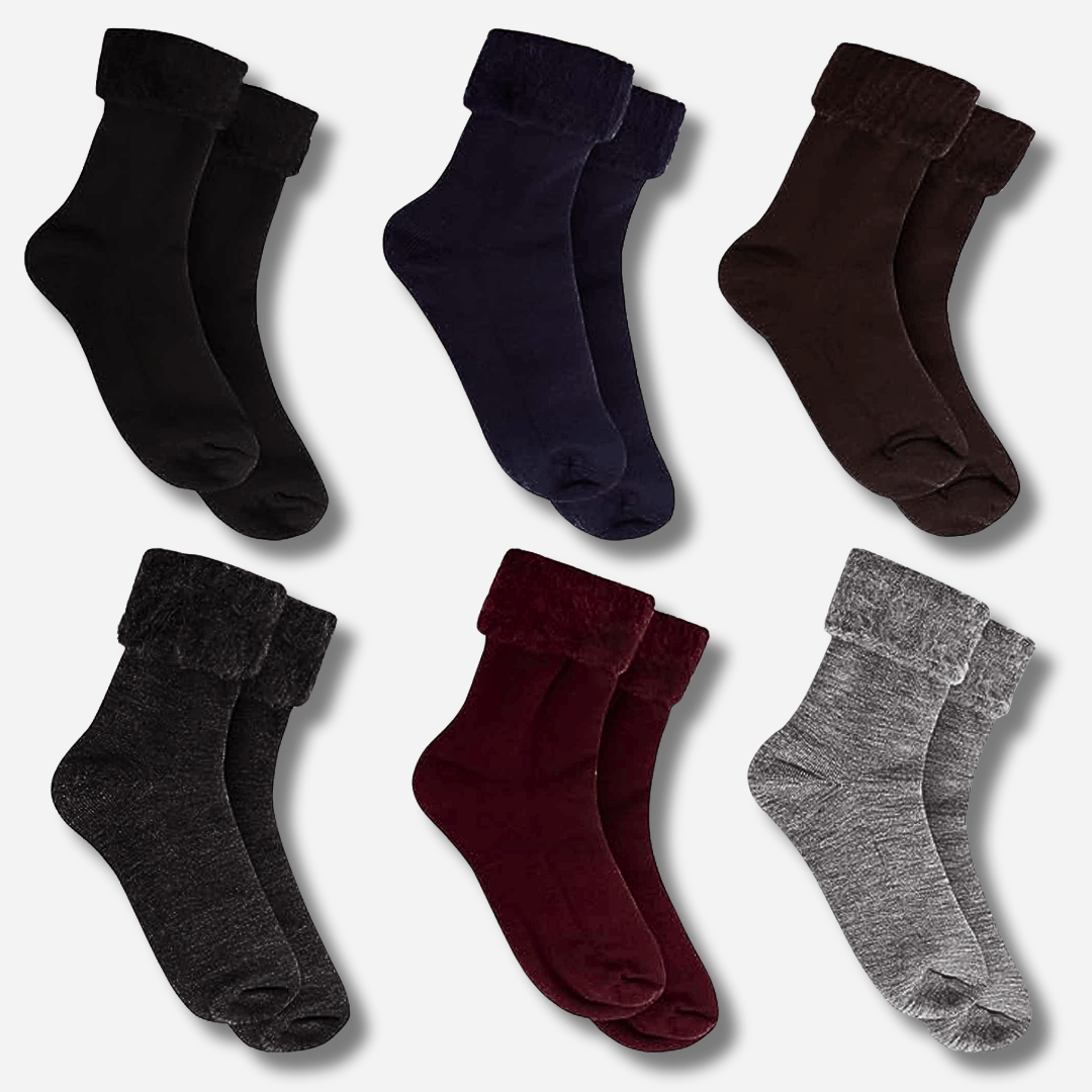 6 Pairs Men's Ultra Soft Thermal Fluffy Bed Socks Cozy Warm Insulated Lounging and Sleeping Socks in Stylish Designs for Winter Comfort UK Sizes 6-11 by Sock Stack