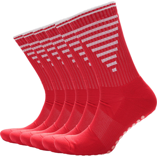 3 Pairs Red Anti Slip Football Grip Socks for Men Sports Socks for Gym Running Yoga Trekking Hiking by  Sock Stack
