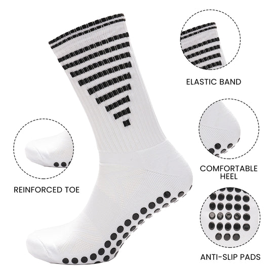 3 Pairs White Anti Slip Football Grip Socks for Men Sports Socks for Gym Running Yoga Trekking Hiking by  Sock Stack