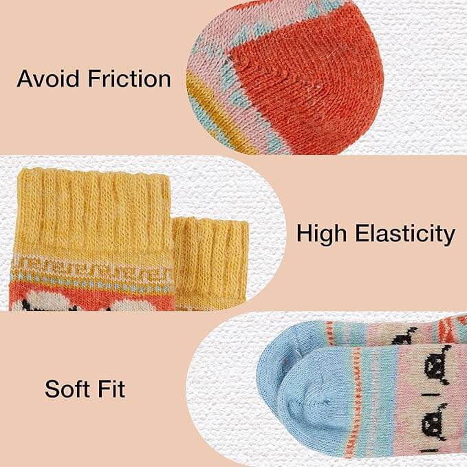 3 Pairs Womens Natural Thermal Alpaca Wool Socks Ultra Soft Warm Winter Boot Socks Non Slip Grippers Cute Nordic Designs Sizes UK 4-7 Daisy Dreamer