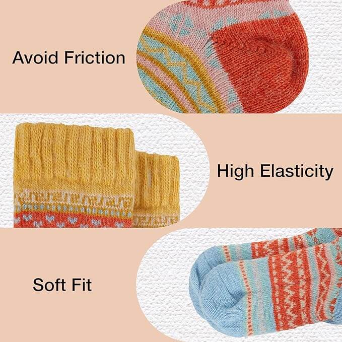 3 Pairs Womens Natural Thermal Alpaca Wool Socks Ultra Soft Warm Winter Boot Socks Non Slip Grippers Cute Nordic Designs Sizes UK 4-7 Daisy Dreamer