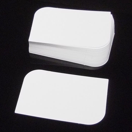 100 White Leaf Semi Rounded Blank Business Cards 250gsm, Stamp, Print, ATC.