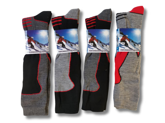 4 Pack Mens Thermal Ski Snowboard Socks Long Winter Insulated Knee High for Hiking Anti Blister Moisture Wicking Cold Weather Gear by Sock Stack