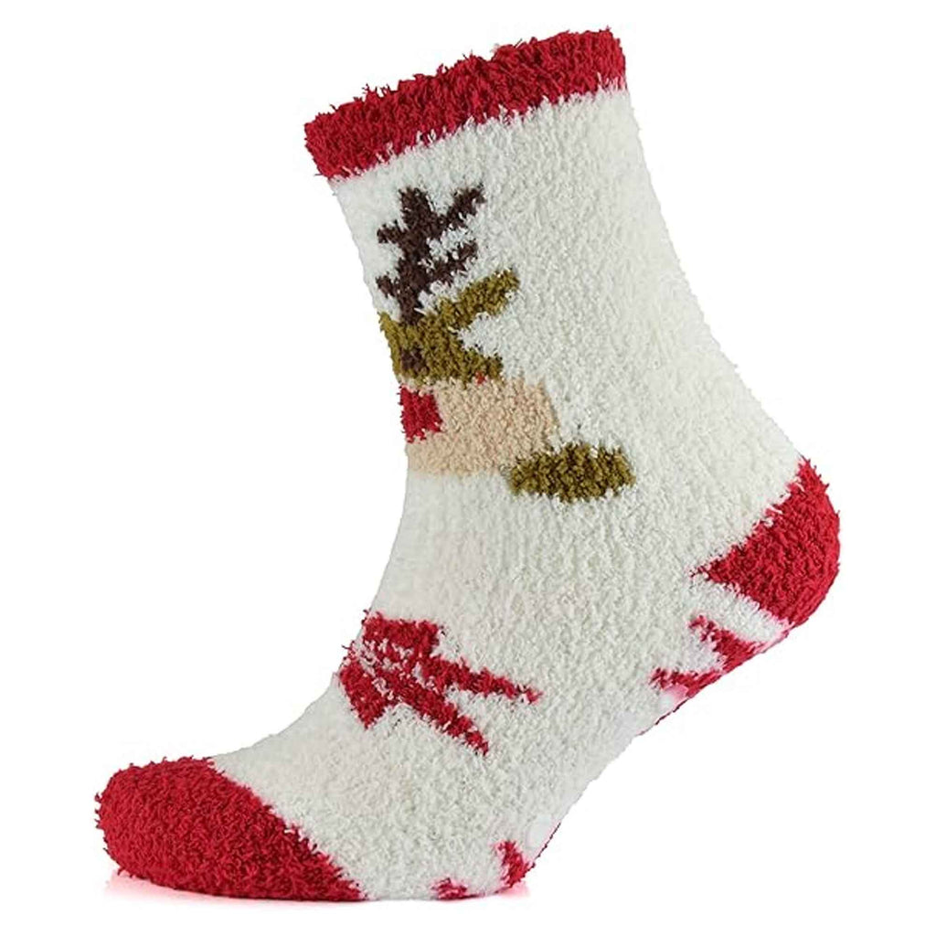 Sock Stack Ladies Christmas Slipper Socks Non Skid Gripper Soles 4 Pack Rudolph and Penguin Festive Designs Winter Stocking Filler Gift Set