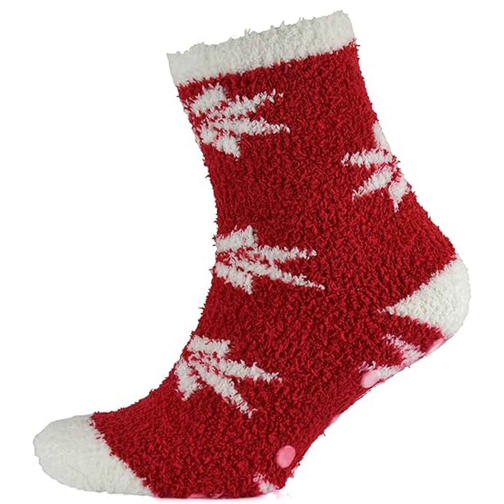 Sock Stack Ladies Christmas Slipper Socks Non Skid Gripper Soles 4 Pack Rudolph and Penguin Festive Designs Winter Stocking Filler Gift Set