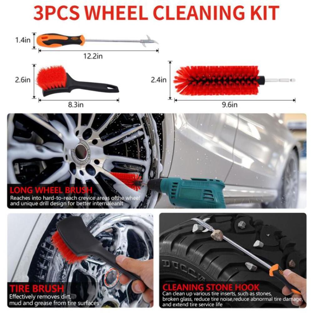 Car Cleaning Brush Set Power Drill Attachment For Vent Details Detail Brush With