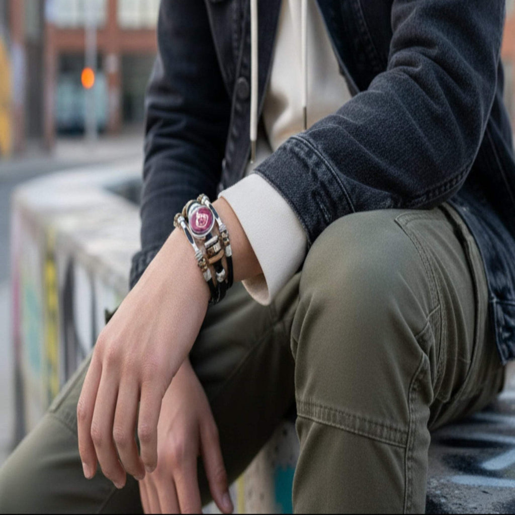Men's Charm Leather Bracelet Impact Leather