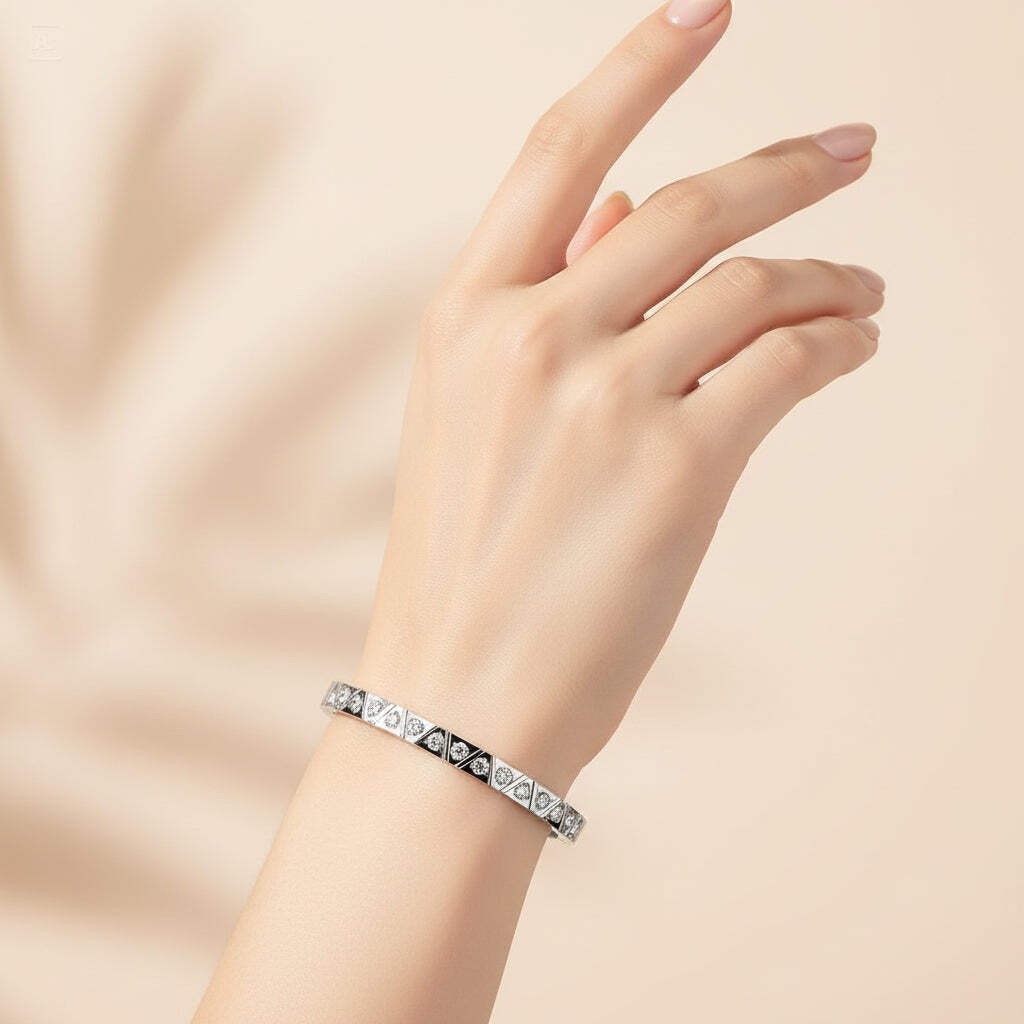 Rose Gold/Silver Butterfly Jade Bangle in Stainless Steel