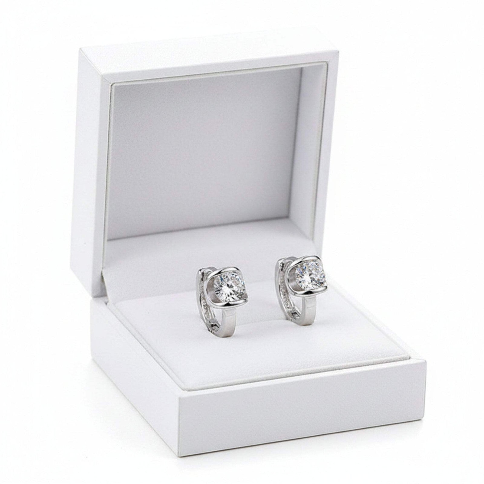 Sterling Silver Huggie Hoop Earrings with CZ Stones