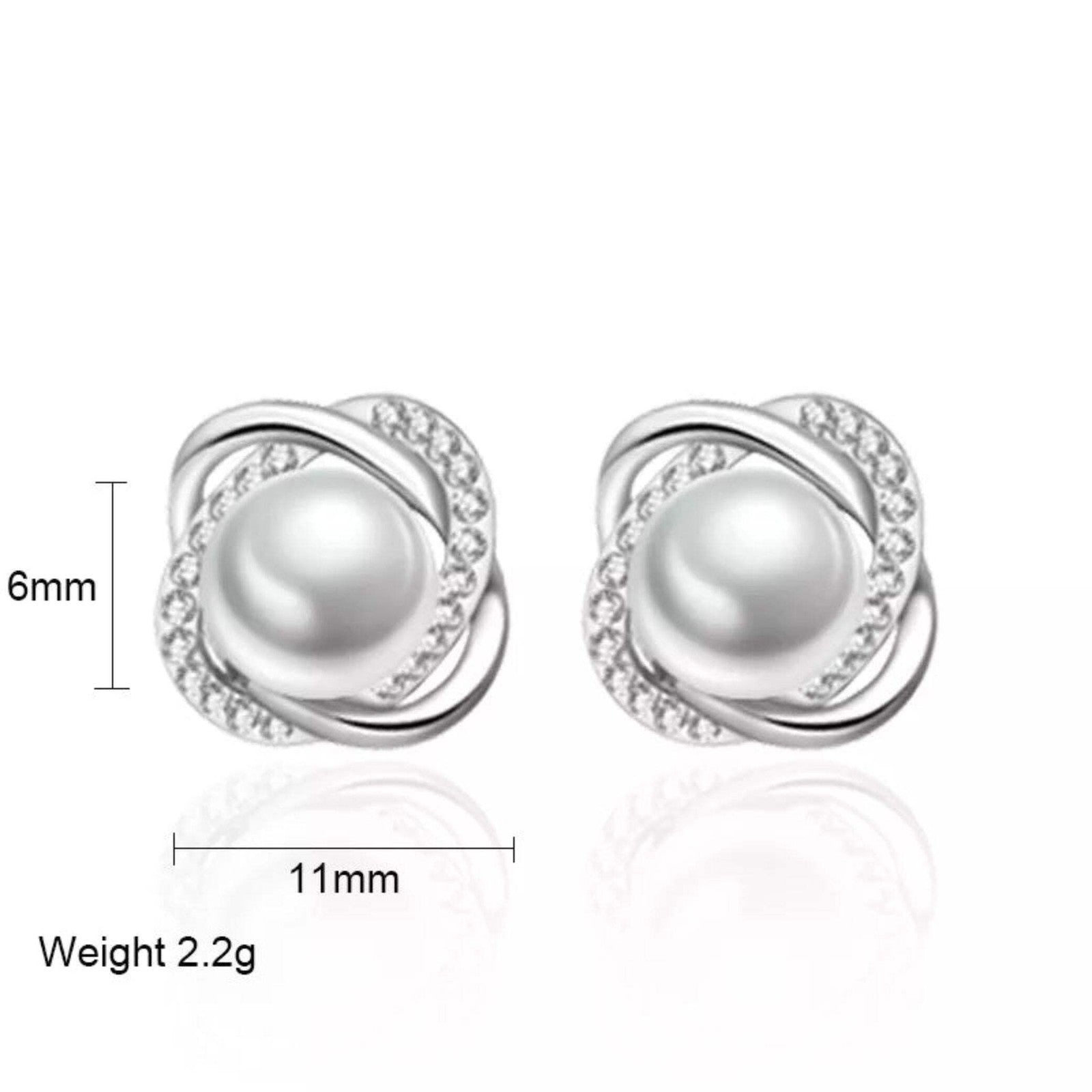 Women’s Silver Pearl & Crystal Earrings – Elegant Dangle Jewelry, Perfect Gift f
