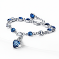Women’s Silver Bracelet with Blue Heart Crystal Charm – Elegant Jewelry Gift for