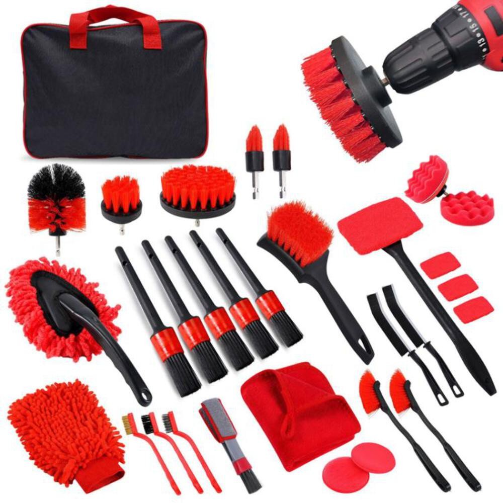 Car Cleaning Brush Set Power Drill Attachment For Vent Details Detail Brush With