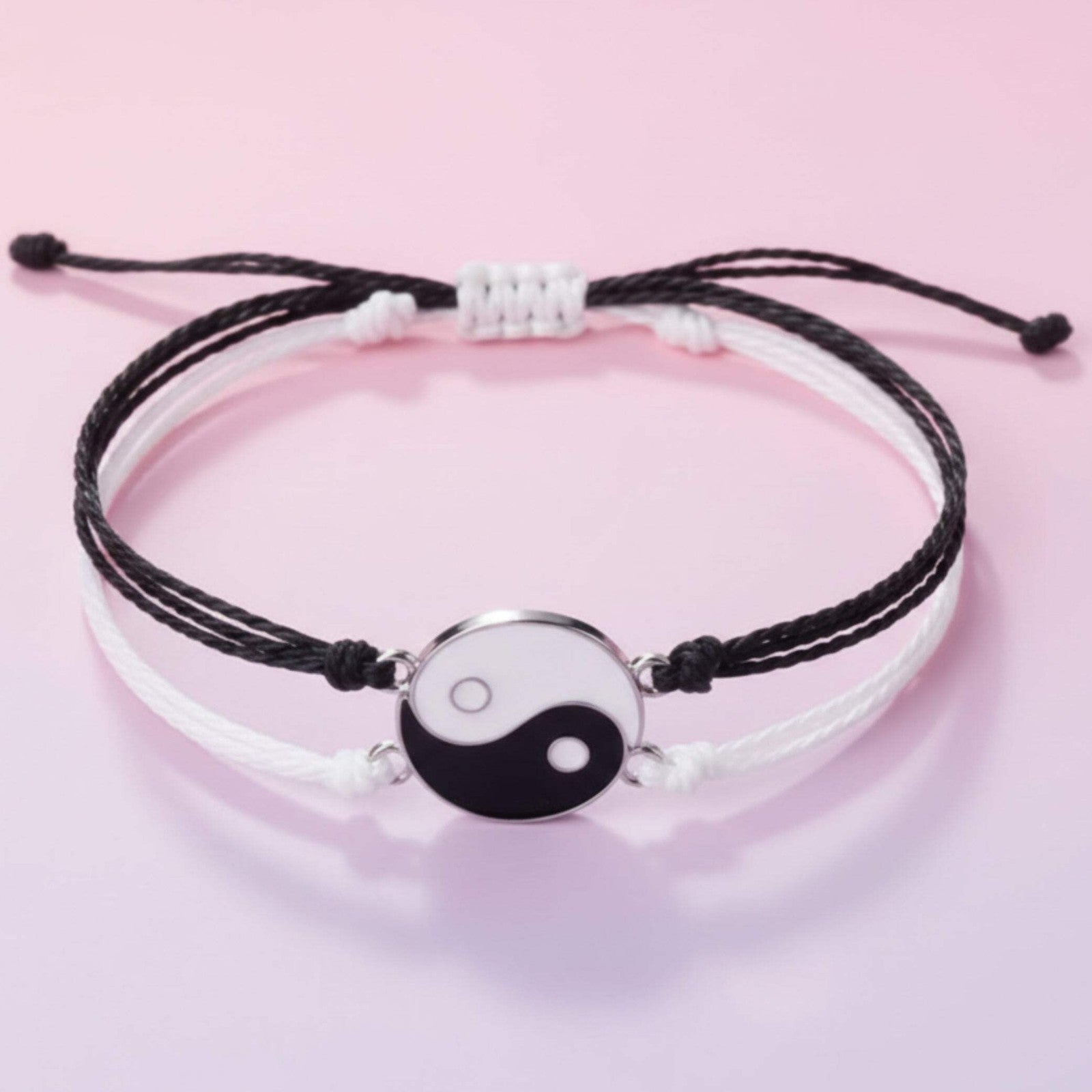 Matching Couple Bracelets Set – Black & White Love Bracelets for Him & Her, Adju