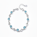 Elegant Silver Heart Bracelet – Sparkling Blue Crystal Charm Jewelry, Adjustable
