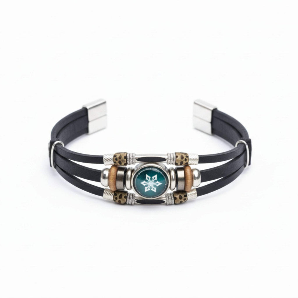 Men’s Luminous Genshin Impact Leather Bracelet – Adjustable Glow-in-the-Dark Gam