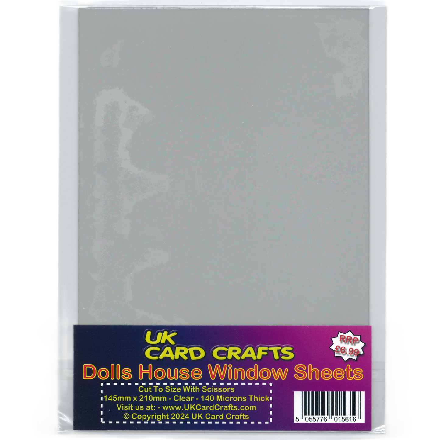 5 x Dolls House Window Glazing Sheets – 210mm x 145mm Thin Clear Film