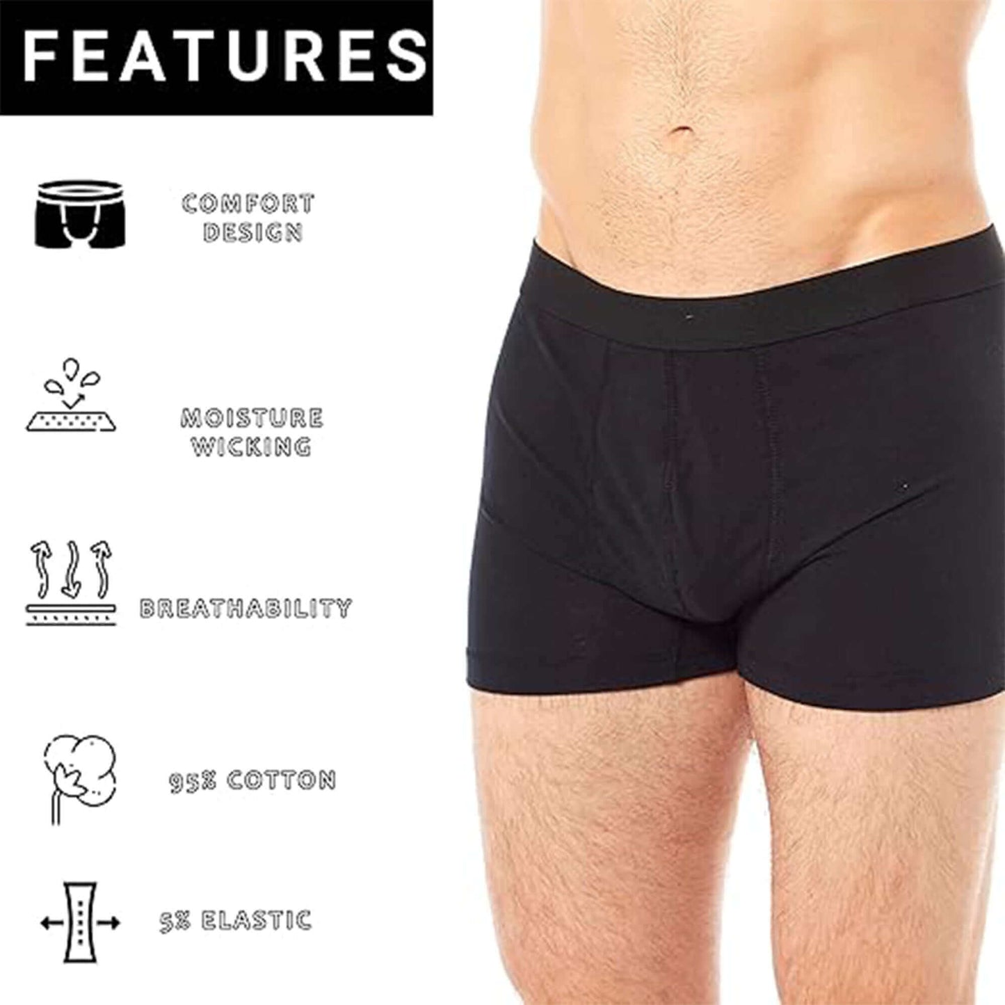 6 Pack Assorted Cotton Stretch Boxer Shorts Menswear Classic Activewear Breathable Comfort Fit Underwear with Waistband Black Navy Grey Boxershorts MB04 by Sock Stack