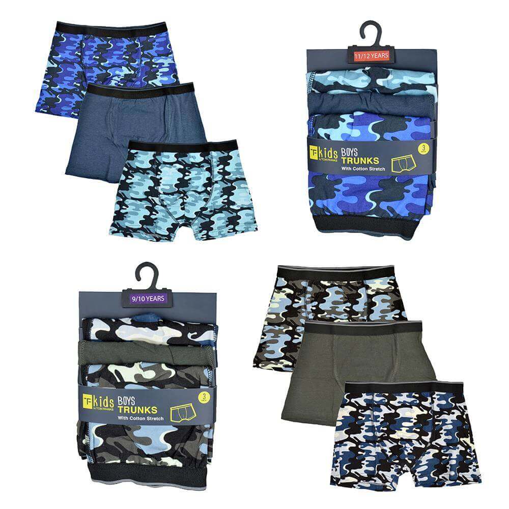 6 Pack Boys Cotton Stretch Trunks Boxer Shorts Comfortable Waistband Assorted Styles Breathable Underwear Sizes 5-13 Durable Moisture-Wicking by Sock Stack