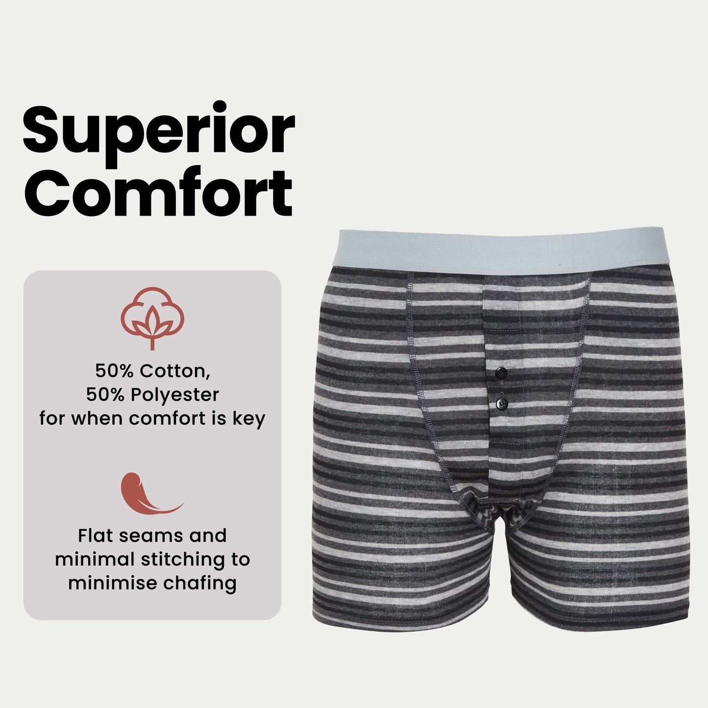 6 Pack Striped Black Grey Cotton Stretch Boxer Shorts Menswear Classic Activewear Breathable Soft and Durable Underwear for Men by Sock Stack