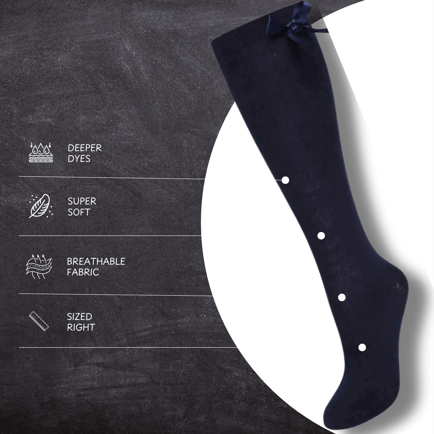 6 Pairs Girls Knee High Socks With Ribbon Bows Back To School Cotton Rich Long Socks Stylish Comfortable Durable For Uniforms Everyday Wear Ages 2-16 Years by Sock Stack