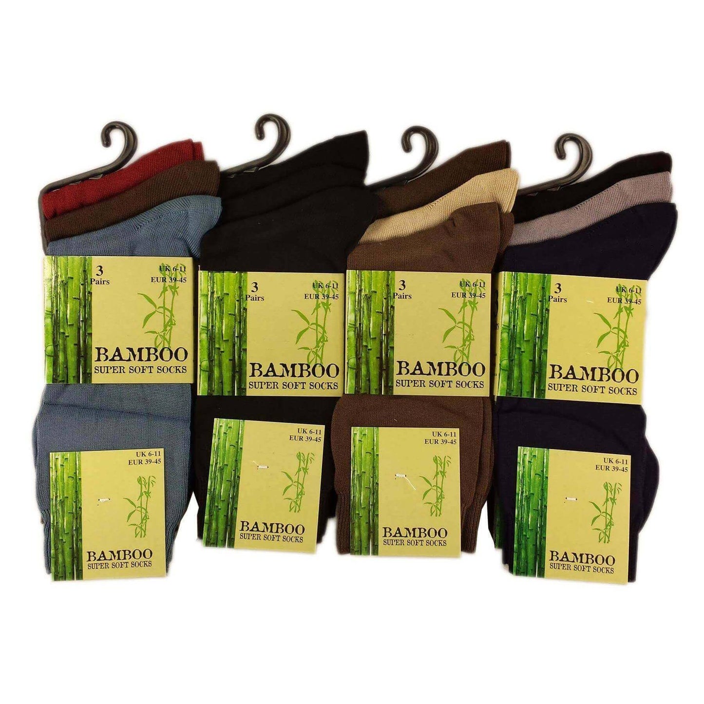 6 Pairs Men's Bamboo Socks Super Soft Anti Bacterial Moisture Wicking Breathable Comfort Reinforced Heel and Toe UK Sizes 6-11 Assorted Colours or Black by Sock Stack