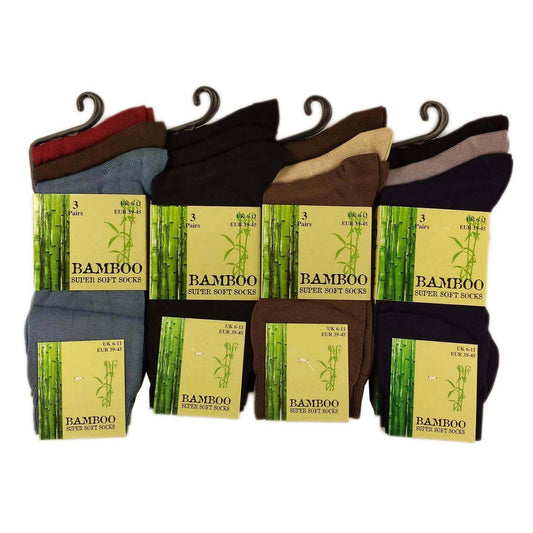 6 Pairs Men's Bamboo Socks Super Soft Anti Bacterial Moisture Wicking Breathable Comfort Reinforced Heel and Toe UK Sizes 6-11 Assorted Colours or Black by Sock Stack
