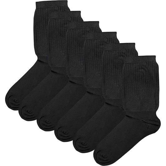 6 Pairs Men's Extra Wide Diabetic Socks Non Elastic Loose Top Moisture-Wicking Antibacterial Breathable Cotton for Leg Swelling by Sock Stack