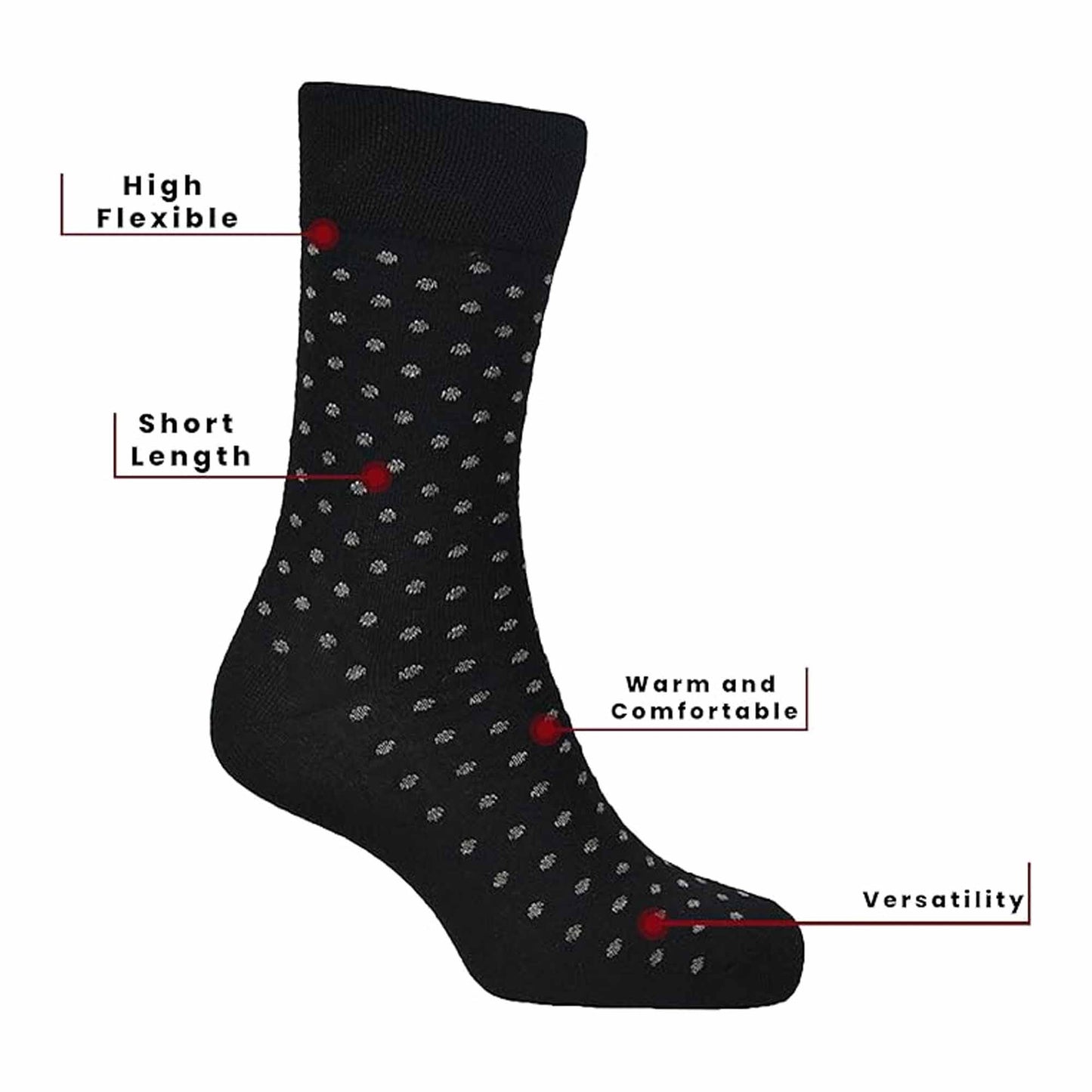 6 Pairs Men's Black Multi Non-Elastic Diabetic Socks Soft Top Cotton Antibacterial Moisture-Wicking Sizes 6-11 by Sock Stack