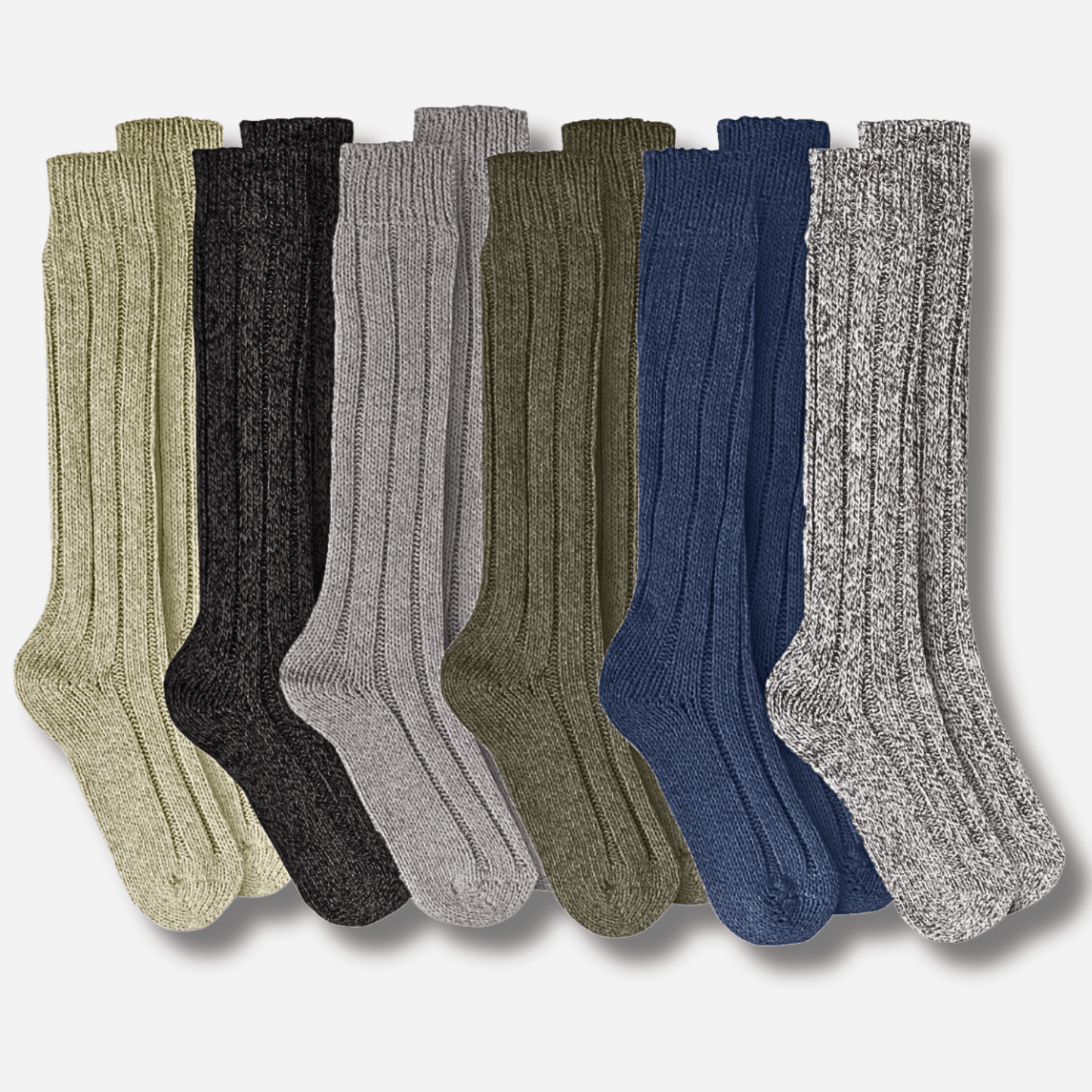 6 Pairs Men's Ultra Chunky Long Wool Thermal Socks for Outdoor Activities Warm Thick Insulated Winter Work Boots Sock UK Sizes 6-11 EU 39-45 Assorted Colours by Sock Stack