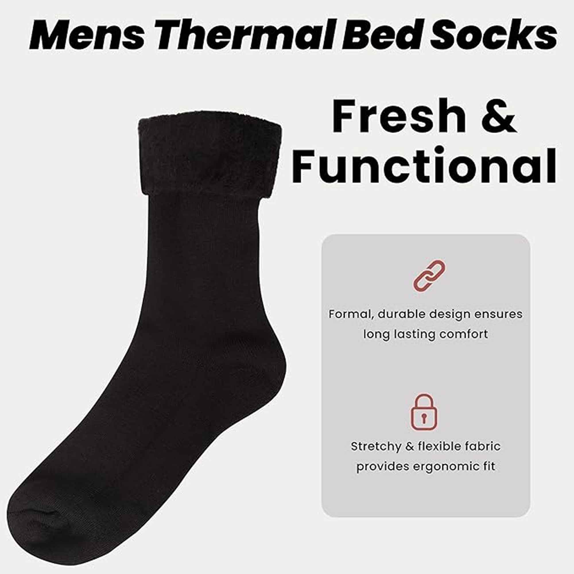 Sock Stack Men's Thermal Fluffy Bed Socks 6 Pairs Ultra Soft Insulated Warm Lounging And Sleeping UK Sizes 6 To 11 Cozy Plush Design