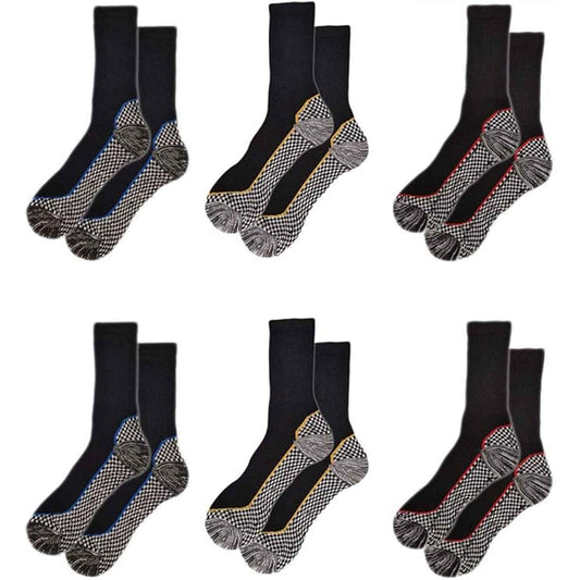 6 Pairs Mens Bamboo Moisture-Wicking Work Socks Cushioned Reinforced Heel Toe Durable Odour Control Ideal for Construction Hiking Long Hours by Sock Stack