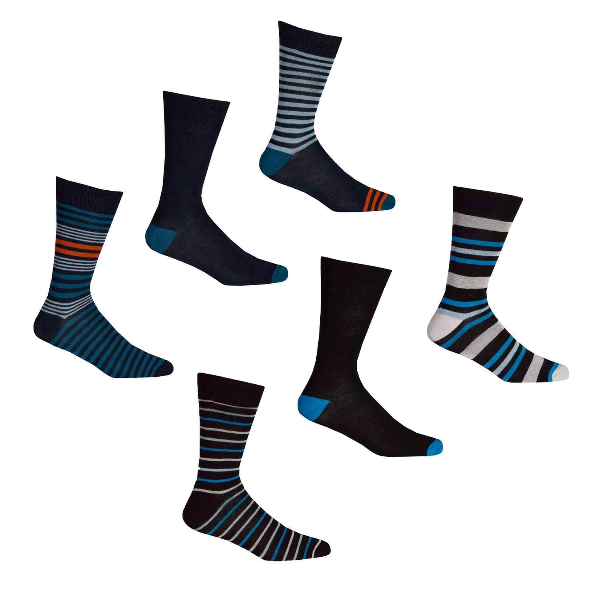 Sock Stack Men's Bamboo Argyle Stripe Socks 6 Pairs Breathable Moisture-Wicking Anti-Odor