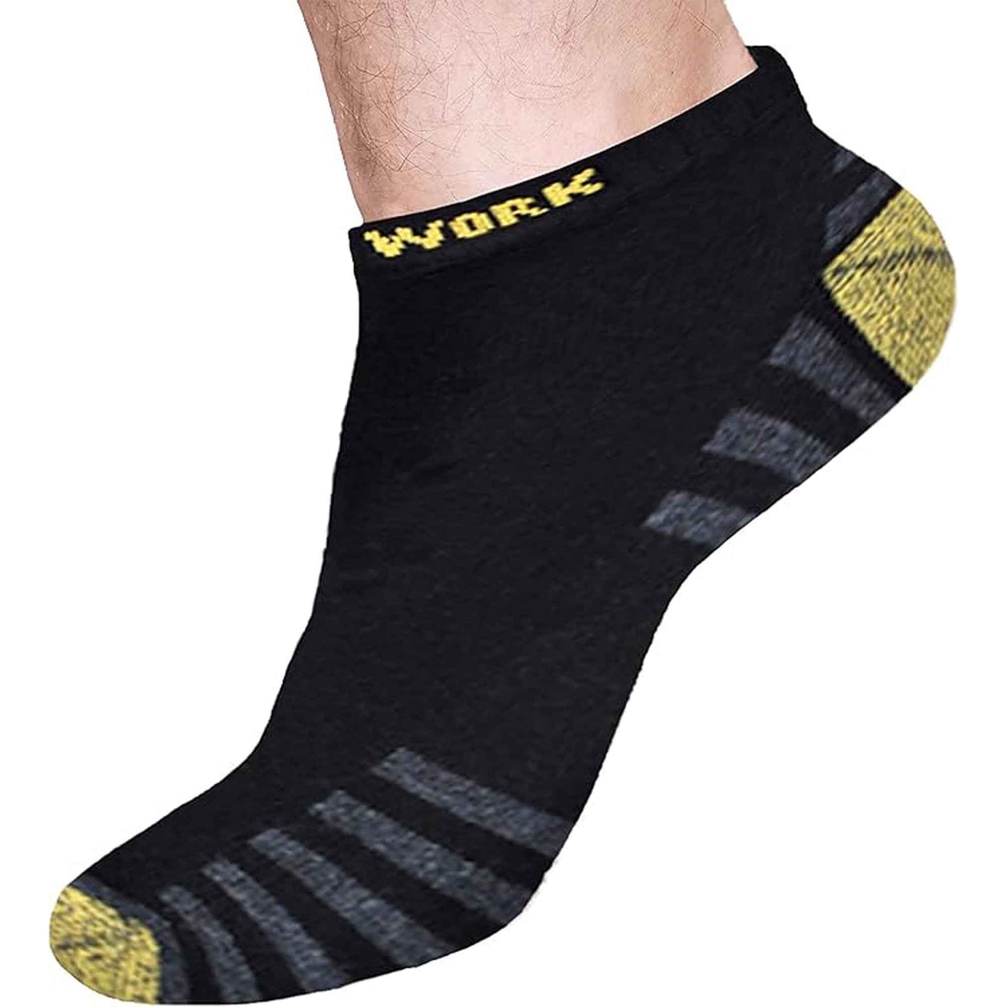 6 Pairs Mens Crew Work Boot Socks Reinforced Heel and Toe Durable Cotton Polyester Blend Breathable Moisture-Wicking Ideal for Construction Hiking by Sock Stack