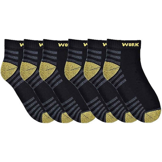 6 Pairs Mens Crew Work Boot Socks Reinforced Heel and Toe Durable Cotton Polyester Blend Breathable Moisture-Wicking Ideal for Construction Hiking by Sock Stack