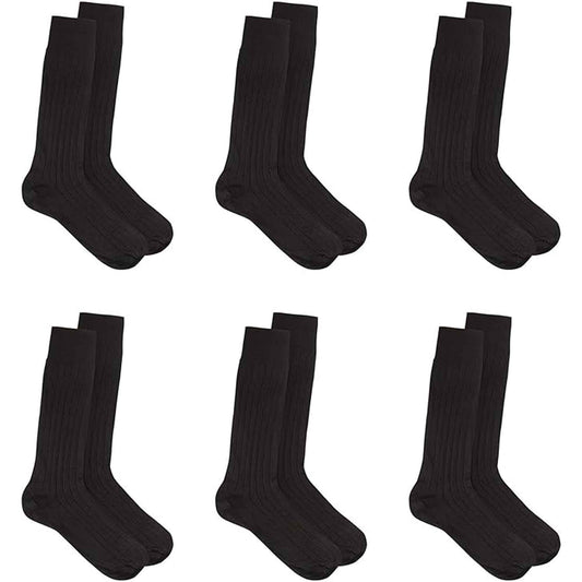 6 Pairs Mens Egyptian Cotton Dress Socks Super Soft Ribbed Formal and Casual Socks in Black and Assorted Colors Perfect for Business and Weddings by Sock Stack