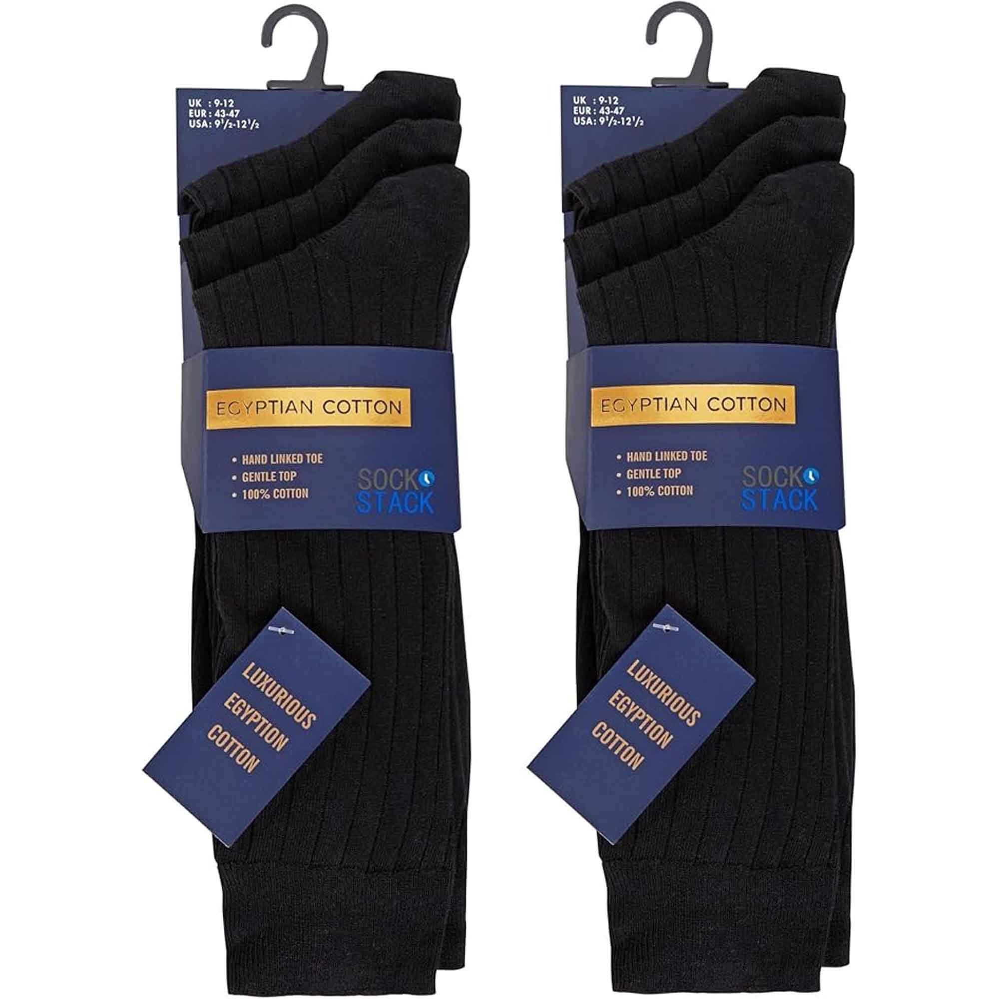 Sock Stack Men's Egyptian Cotton Dress Socks 6 Pairs Ribbed Formal And Casual UK 6-8