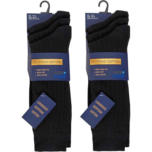 6 Pairs Mens Egyptian Cotton Dress Socks Super Soft Ribbed Formal and Casual Socks in Black and Assorted Colors Perfect for Business and Weddings by Sock Stack