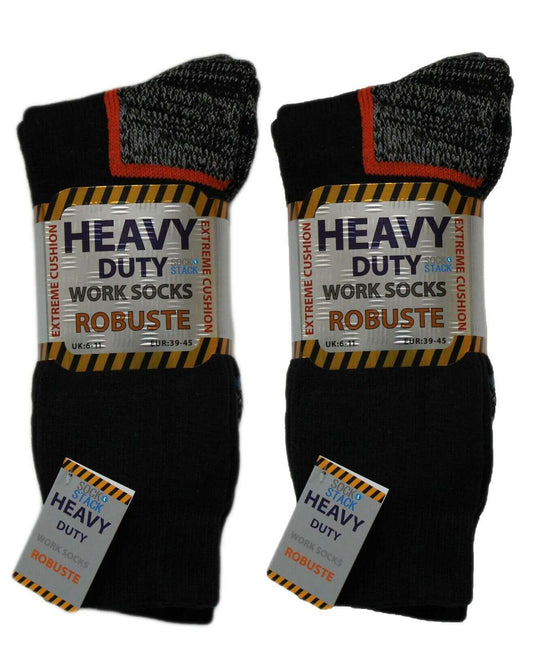 6 Pairs Mens Heavy Duty Work Socks Reinforced Heel and Toe Cushioned Anti-Blister Durable Construction Steel Toe Boot Sock UK 6-11 EUR 39-45 by Sock Stack