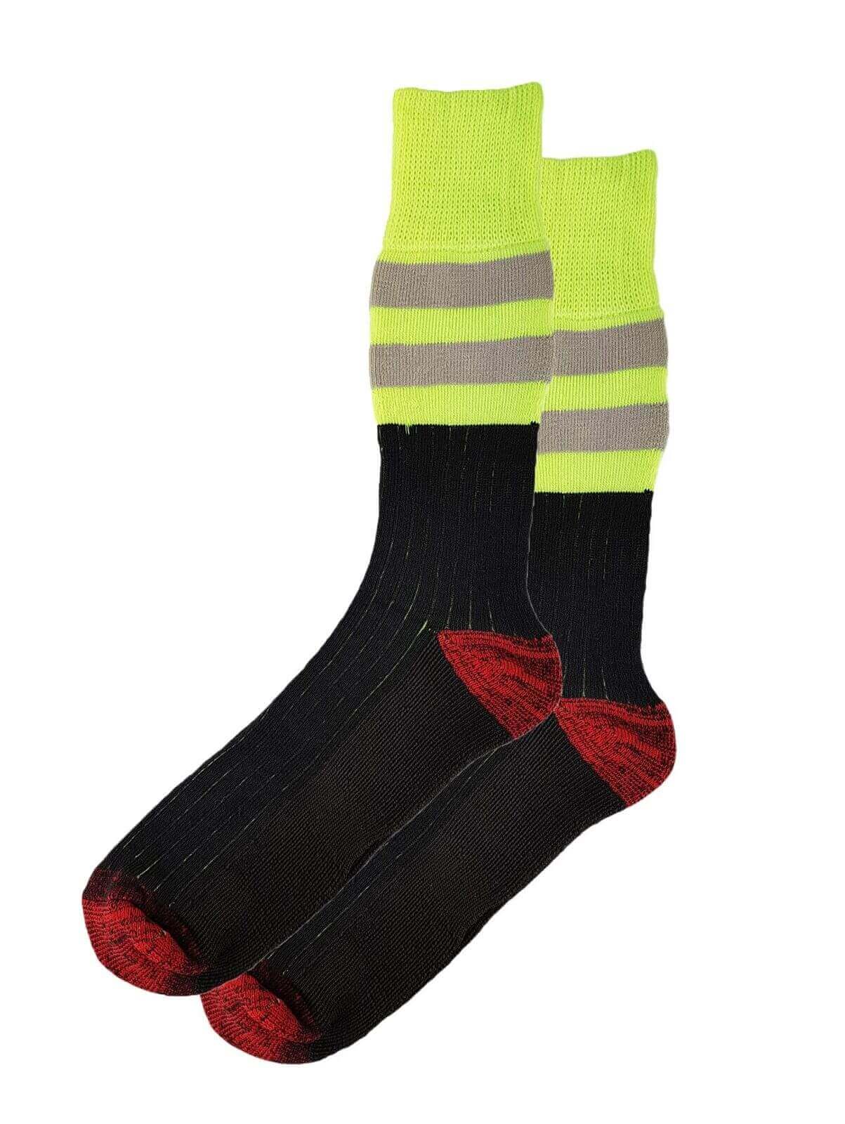 6 Pairs Mens High Visibility Work Socks with Reinforced Heel and Toe Cushioned Support for Steel Toe Boots Ideal for Construction and Industrial Jobs by Sock Stack
