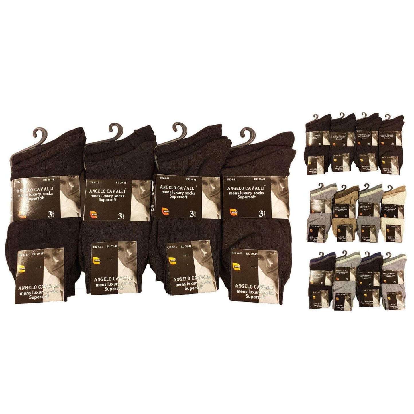 6 Pairs Mens Luxury Super Soft Cotton Modal Dress Socks Lightweight Comfortable Breathable Formal Business Socks in Assorted Colours UK Sizes 6-11 EU Sizes 39-45 by Sock Stack