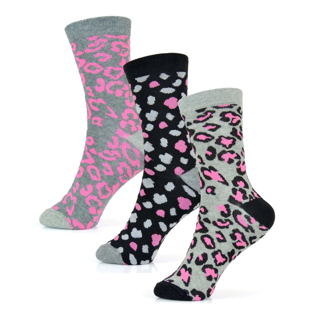 Sock Stack Womens Cotton Rich Socks 6 Pairs UK Size 4 To 7 Breathable Durable With Stripes Dots Leopard Fox Dog Cat Prints