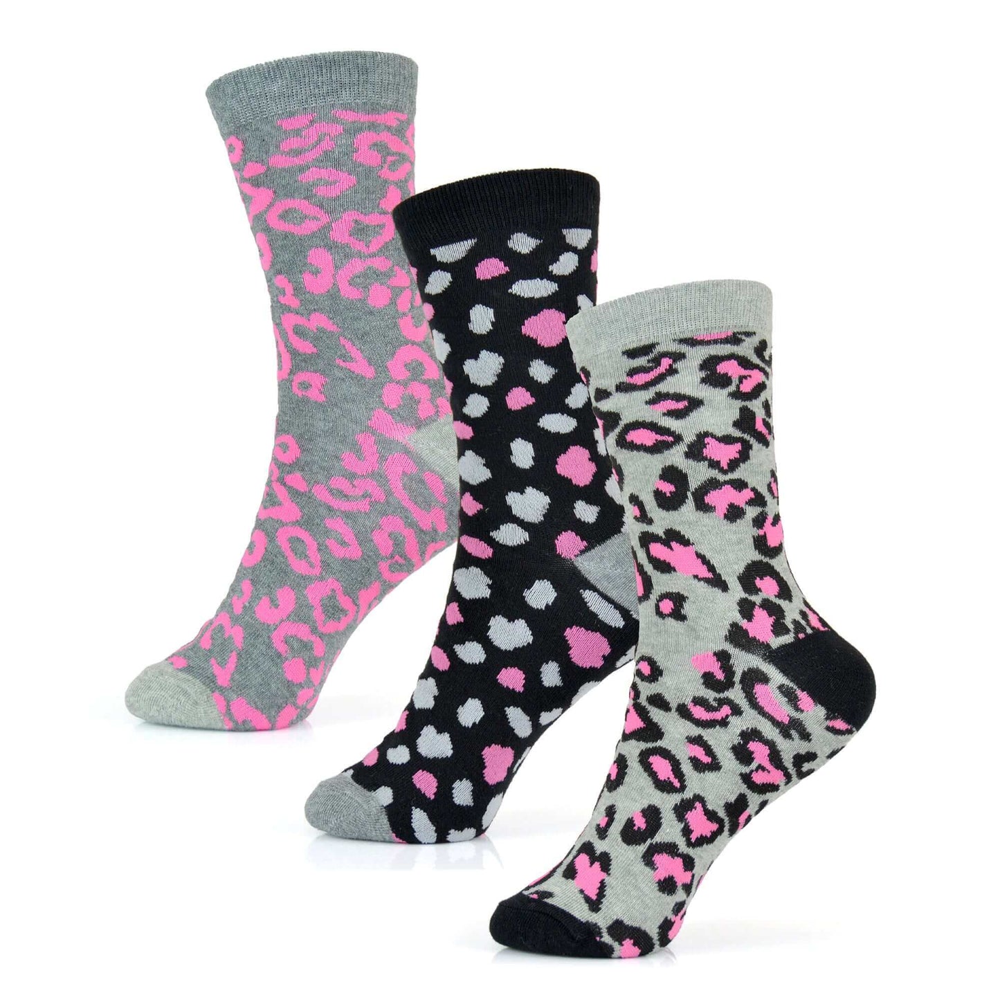 6 Pairs Women's Cotton Rich Socks Fun Designs Stripes Dots Leopard Fox Dog Cat Prints UK 4-7 Breathable Durable by Sock Stack