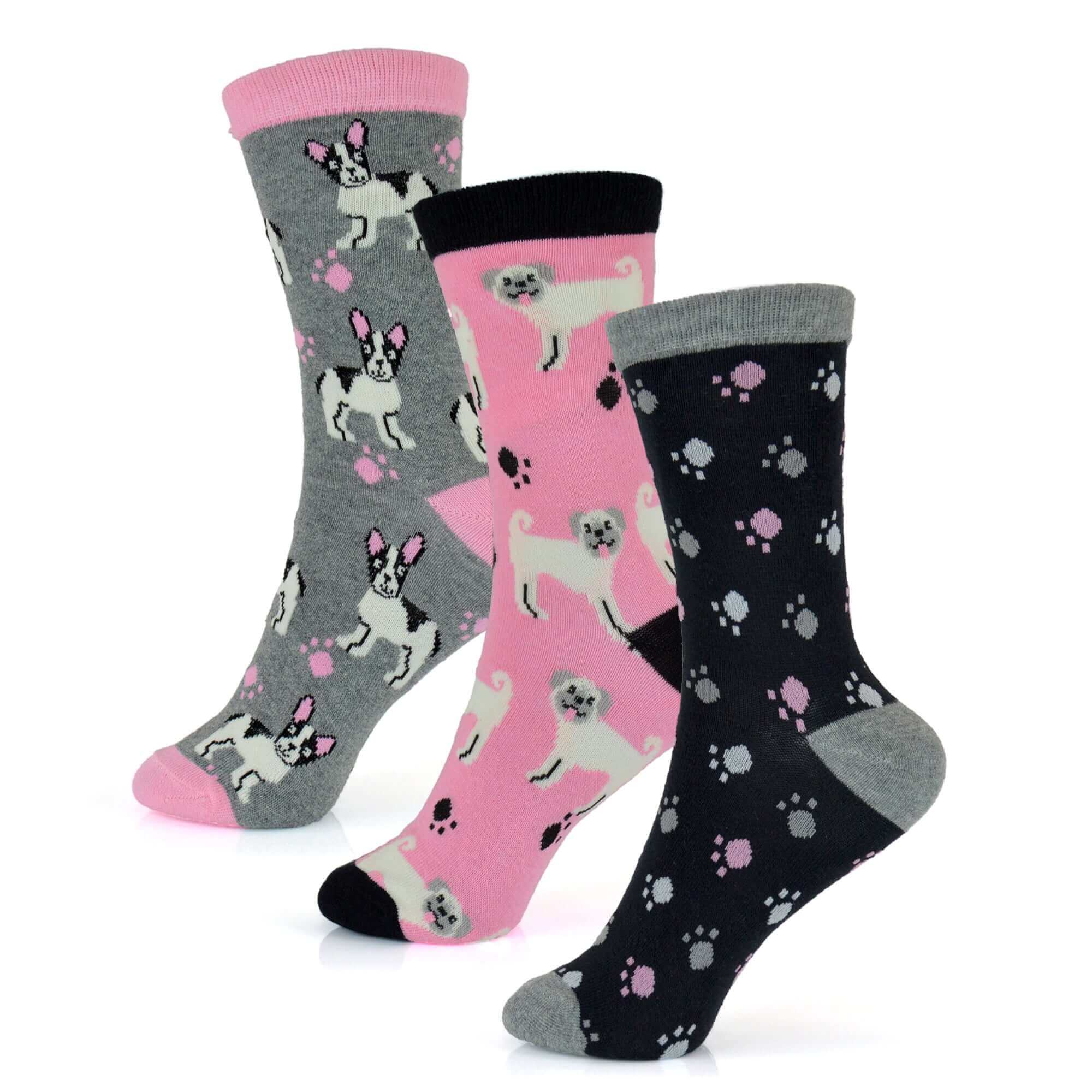 Sock Stack Womens Cotton Rich Socks 6 Pairs UK Size 4 To 7 Breathable Durable With Stripes Dots Leopard Fox Dog Cat Prints