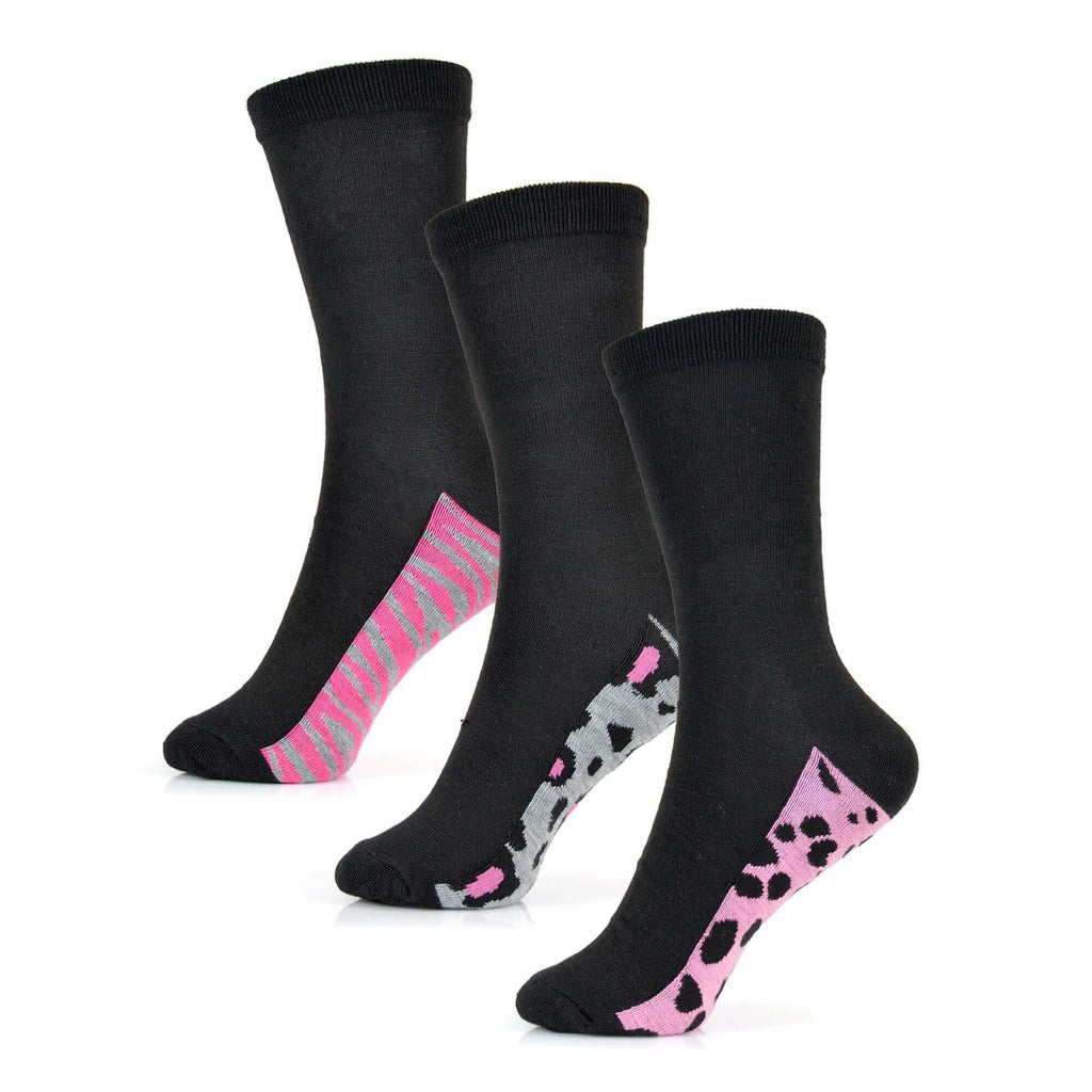 Sock Stack Womens Cotton Rich Socks 6 Pairs UK Size 4 To 7 Breathable Durable With Stripes Dots Leopard Fox Dog Cat Prints