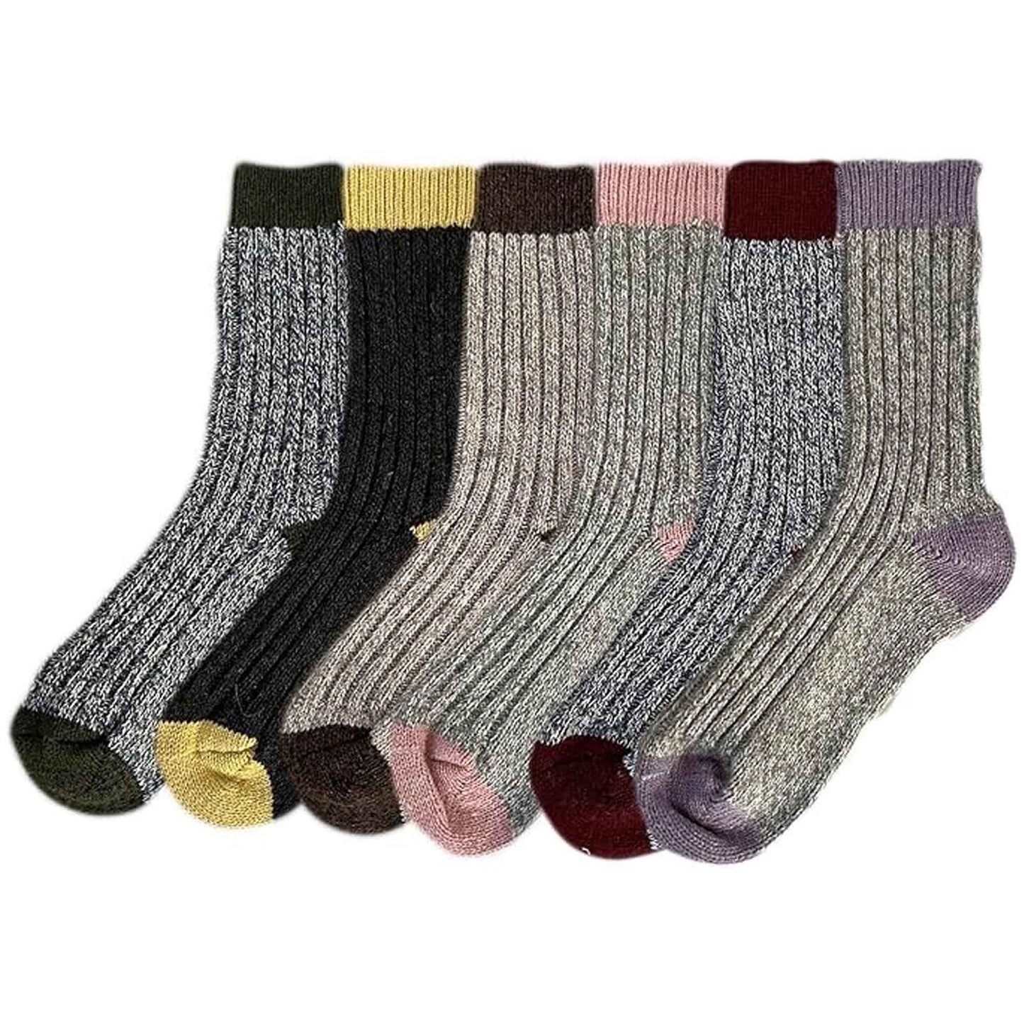 6 Pairs Women's Thick Wool Hiking Socks Cushioned Reinforced Heel Toe Breathable Outdoor Durable Work Boot Socks UK 4-7 by Sock Stack