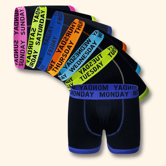 7 Pack Days Of The Week Boys Cotton Rich Underwear Trunks Childrenswear Activewear Classic Breathable Comfortable Waistband Soft Stretchy Boxer Shorts Ages 5 to 13 Assorted Colours Waistband by Sock Stack