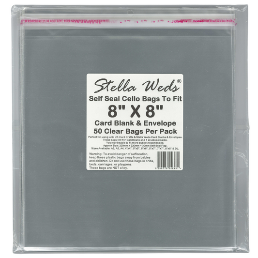 1000 x Clear Self Seal Bags To Fit 8x8 Card Blank & Envelope