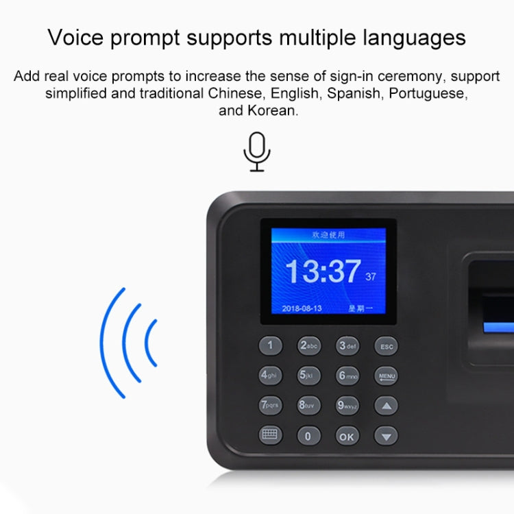 F01 Fingerprint Time Attendance Machine with 2.4 inch TFT Screen, US Plug, ACS2685EU, ACS2685UK, ACS2685US