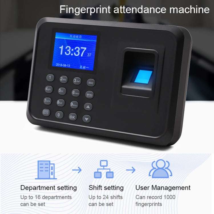 F01 Fingerprint Time Attendance Machine with 2.4 inch TFT Screen, US Plug, ACS2685EU, ACS2685UK, ACS2685US